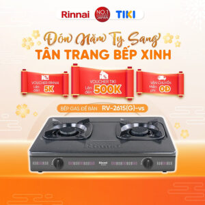 Bếp gas dương Rinnai RV-2615(G) mặt bếp men và kiềng bếp men - Hàng chính hãng.
