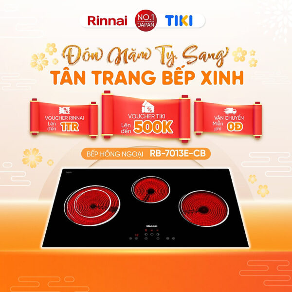 Bếp hồng ngoại Rinnai RB-7013E-CB mặt kính Schott 5200W - Hàng chính hãng.