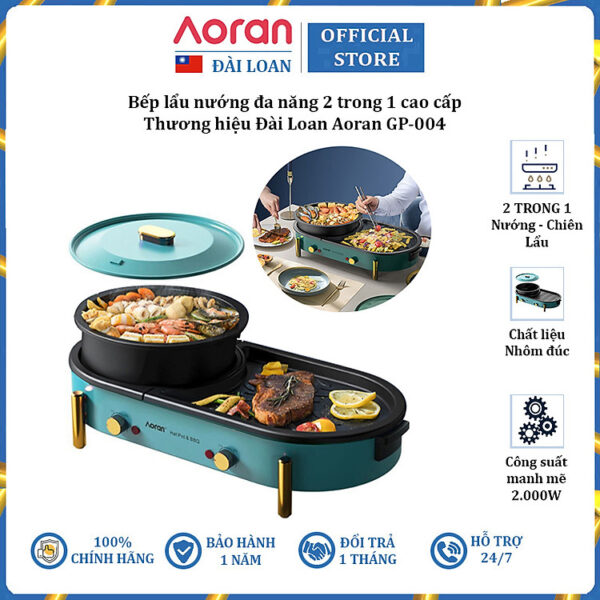 Bếp lẩu nướng đa năng 2 trong 1 cao cấp Aoran GP-004 - Công suất 2000W - Hàng Chính Hãng