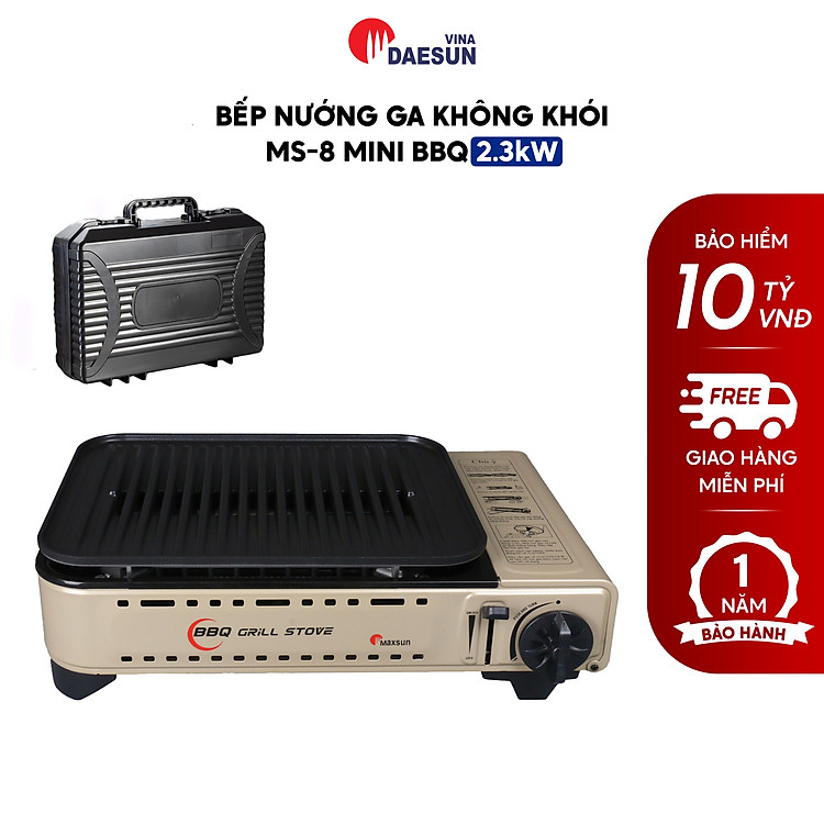 Bếp Nướng Ga Maxsun MS-8 Mini BBQ – Công suất 2300W | Chống Dính – Thoát Dầu Mỡ Tự Động | Hàng Chính Hãng