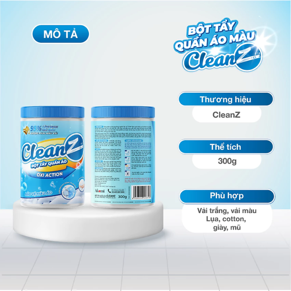 Bột tẩy quần áo màu CleanZ 300g đánh bay vết bẩn, ố màu