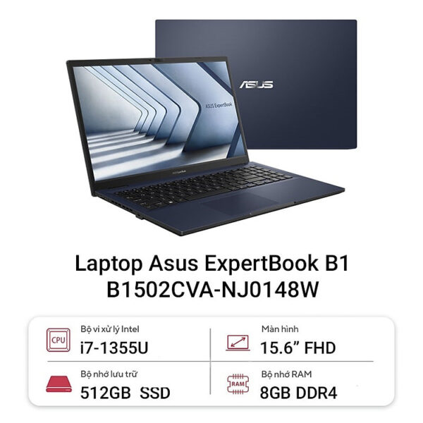 [Chip core i7] Laptop Asus Expertbook B1502CVA B1502 (Intel Core i7-1355U | RAM 8GB | 512GB SSD | 15.6 inch Full HD | Win 11 bản quyền) - Hàng Chính Hãng