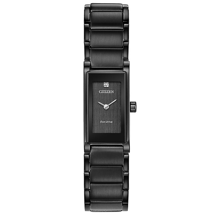Đồng Hồ Nữ Citizen Đính Kim Cương Dây Thép Không Gỉ EG7055-51E – Mặt Đen