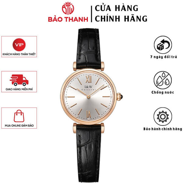 Đồng Hồ Nữ I&W Carnival 562L Chính Hãng BH 24T Chịu Nước 30m Kính Chống Xước Dây Da Cao Cấp ( Máy Quartz)