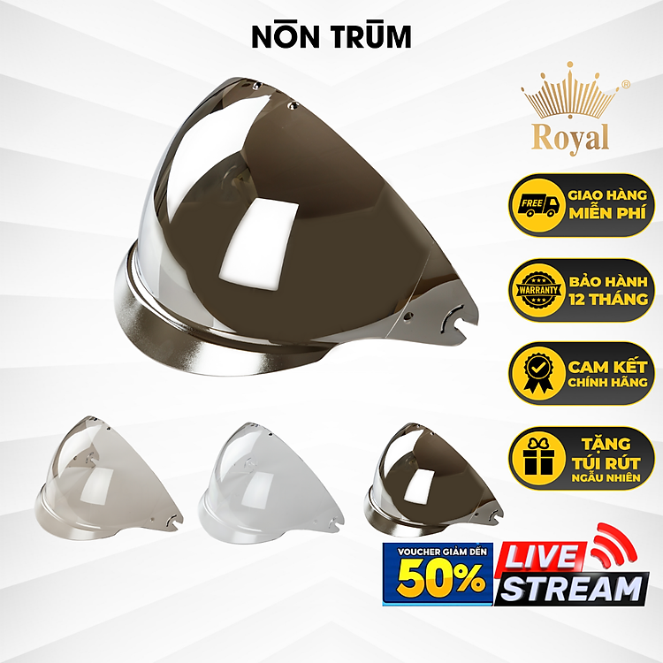 Kính thay cho nón bảo hiểm kính âm Royal M139 – Chỉ có kính