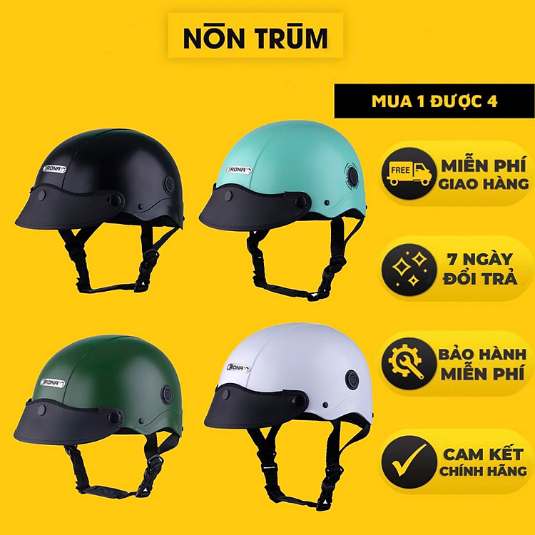 Mũ bảo hiểm xe máy 1/2 Rona R5 sơn trơn, nón freesize form nhỏ gọn chính hãng