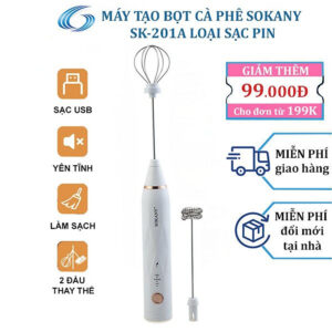 Máy đánh trứng, tạo bọt sữa cafe SOKANY thiết kế cầm tay cỡ nhỏ tiện dụng cho gia đình - SK201A - HÀNG CHÍNH HÃNG - DELIYA