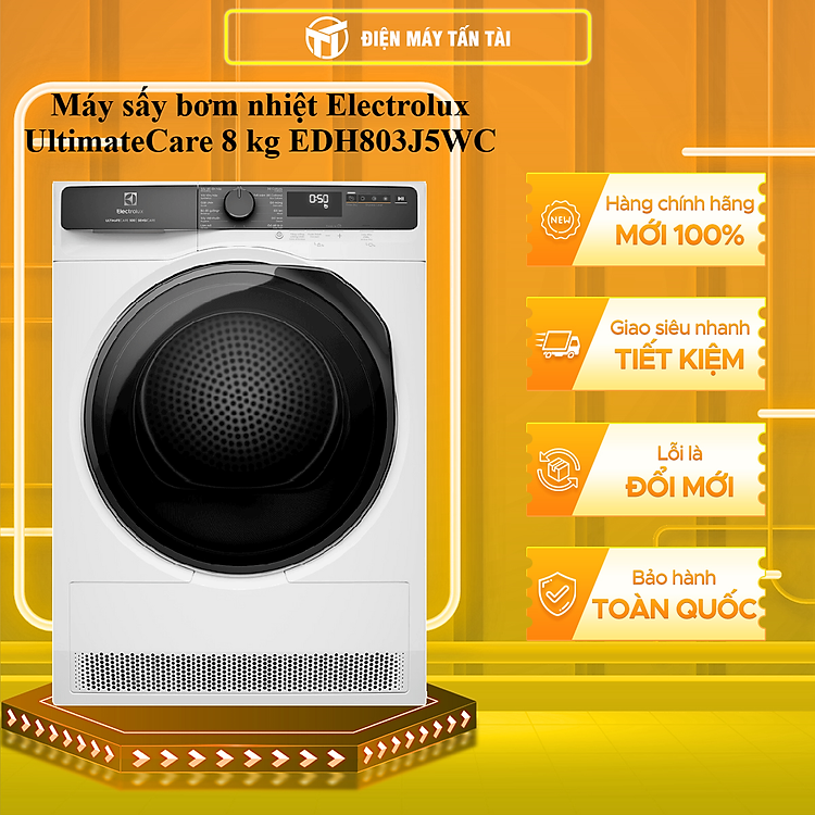 Máy sấy bơm nhiệt Electrolux UltimateCare 8 kg EDH803J5WC – HÀNG CHÍNH HÃNG – CHỈ GIAO HCM