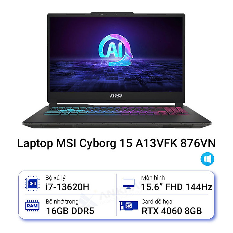 MSI Cyborg 15 A13VFK-876VN (i7-13620H/RAM 16GB/GeForce RTX 4060/512GB SSD/ Windows 11) – HÀNG CHÍNH HÃNG