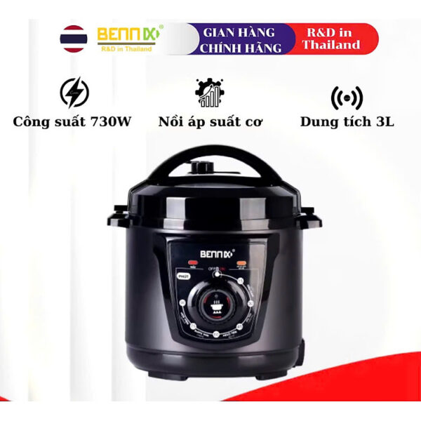 Nồi Áp Suất Điện Núm Vặn Cơ, Dung Tích 3L Bennix BN-25P, Bảo Hành 1 Năm hàng chính hãng