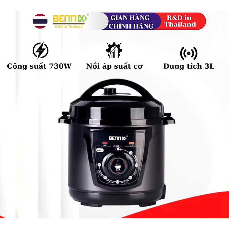Nồi Áp Suất Điện Núm Vặn Cơ, Dung Tích 3L Bennix BN-25P, Bảo Hành 1 Năm hàng chính hãng