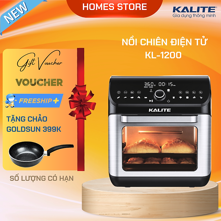 Nồi Chiên Không Dầu KALITE KL-1200 Dung Tích 12 Lít Công Suất 1800 W – Hàng Chính Hãng