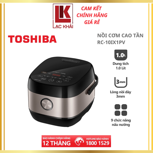 Nồi cơm cao tần Toshiba RC-10IX1PV - 1.0L - Công nghệ cao tần IH 1000W + nhiệt 3D, Lòng nồi dày 3mm chống dính, Chế độ nấu đa dạng - Hàng chính hãng bảo hành 12 tháng, chất...