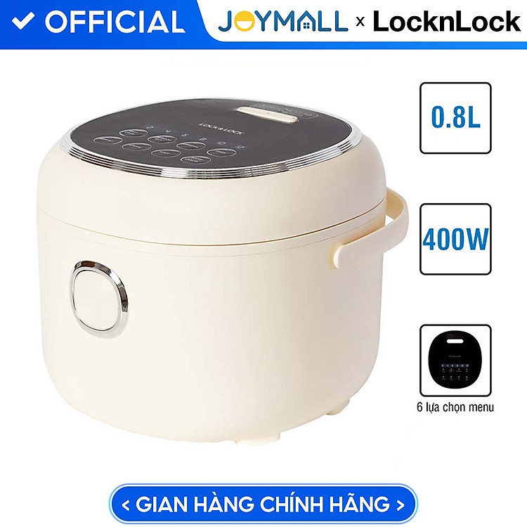 Nồi Cơm Điện Tử Lock&Lock EJR716IVY 0.8L – Hàng Chính Hãng, Dây Điện Có Thể Tháo Rời, Có Quai Xách, Tặng Kèm Ống Hút Và Cọ Rửa