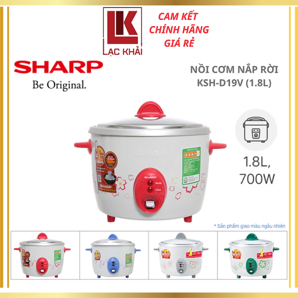 Nồi cơm nắp rời Sharp 1.8 lít KSH-D19V , Công suất 700W - Giao màu ngẫu nhiên - Hàng chính hãng