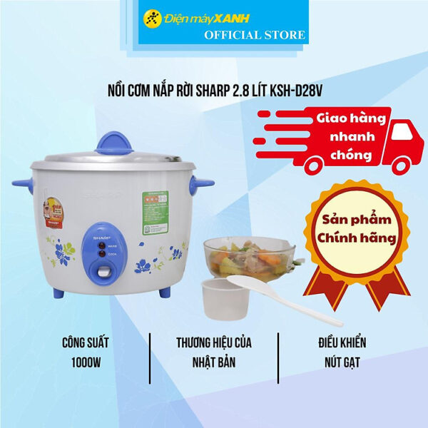 Nồi cơm nắp rời Sharp 2.8 lít KSH-D28V - Hàng Chính Hãng