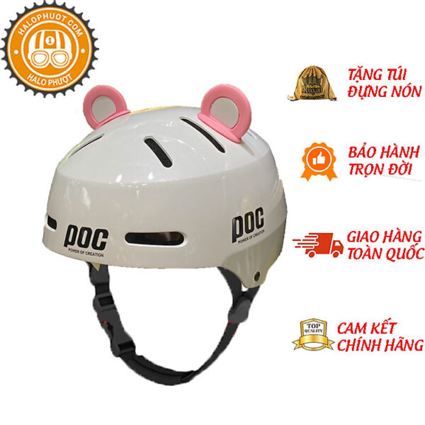 Nón POC Tai Mèo P05 Trắng tặng sticker