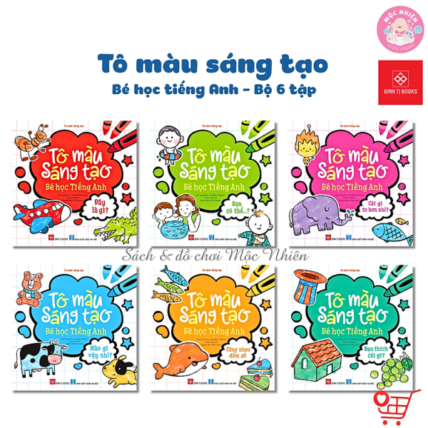 Sách - Tô màu sáng tạo Bé học tiếng anh - Trọn bộ 6 cuốn dành cho bé 3 - 6 tuổi - Đinh Tị Books