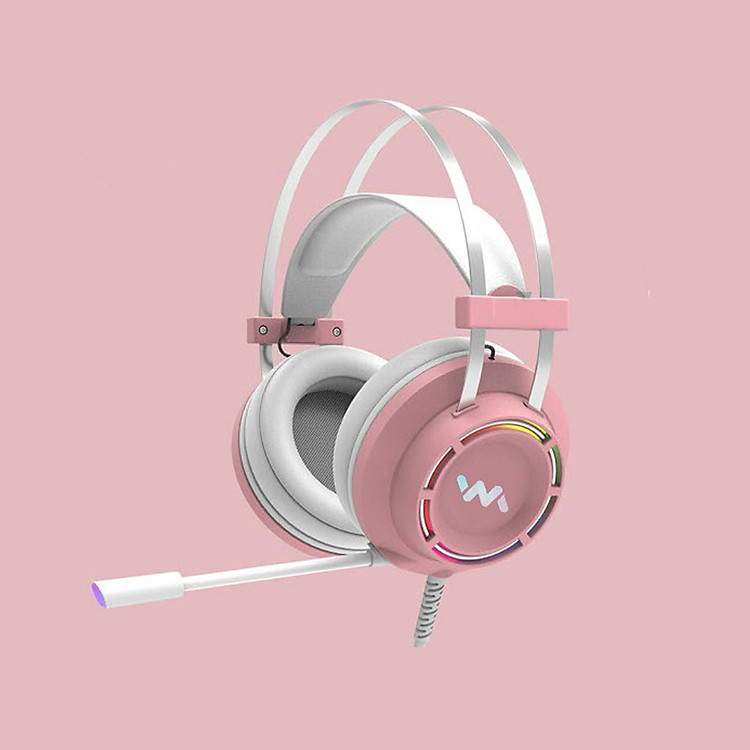 Tai Nghe Gaming Wangming 9800s Pink (Màu Hồng) Âm Thanh 7.1 USB LED – Hàng Nhập Khẩu