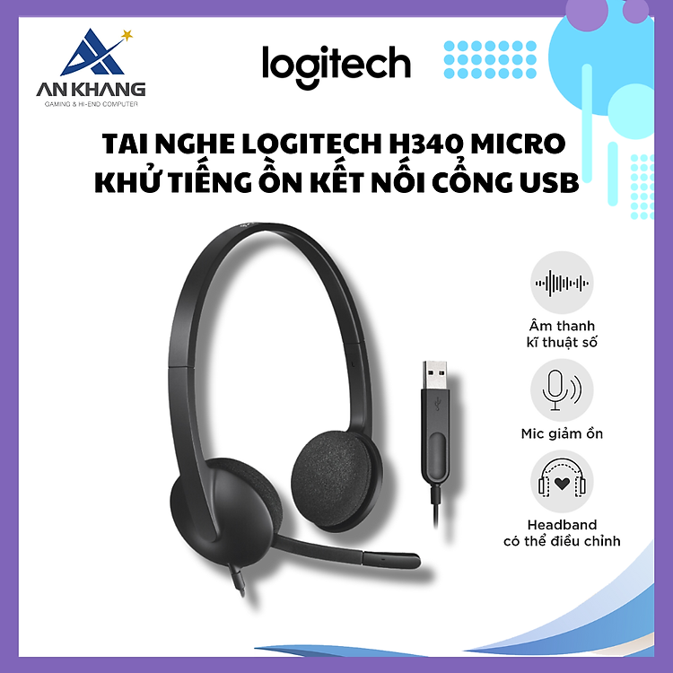 Tai nghe Logitech H340 Micro khử tiếng ồn Kết nối cổng USB – Hàng Chính Hãng – Bảo Hành 24 Tháng