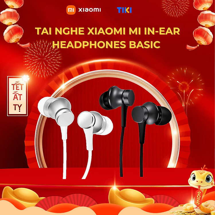Tai Nghe Nhét Tai Xiaomi Mi In-Ear Headphones Basic (Black/Silver)_Hàng Nhập Khẩu