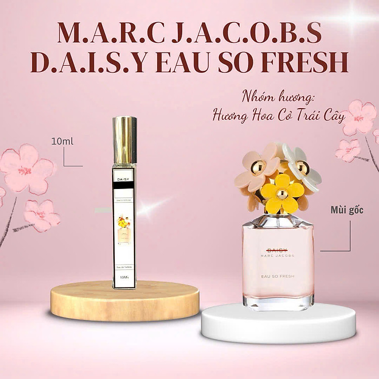 Tinh dầu nước hoa dạng xịt Daisy Marc Ja.cobs Eau so fresh 10ml (mùi nữ) ngọt ngào tươi mát