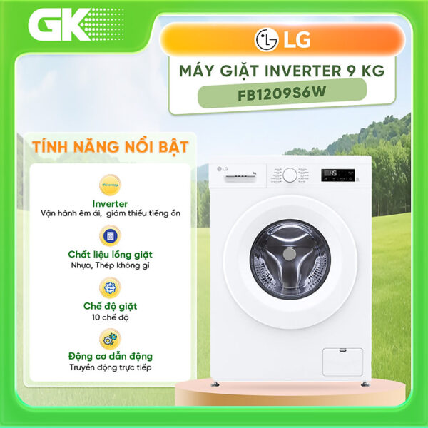 Máy giặt LG Inverter 9 kg FB1209S6W - Hàng chính hãng - Giao HCM và 1 số tỉnh thành
