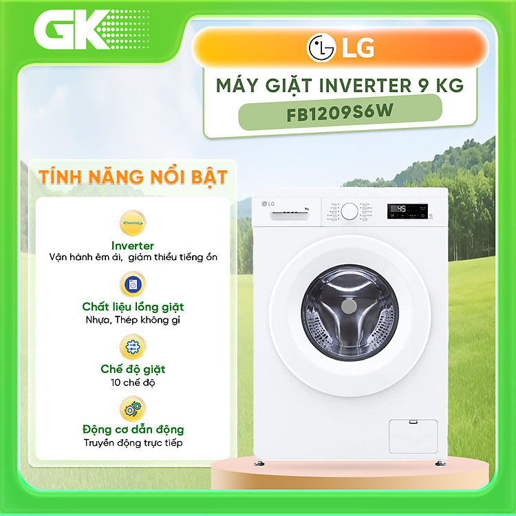 Máy giặt LG Inverter 9 kg FB1209S6W – Hàng chính hãng – Giao HCM và 1 số tỉnh thành