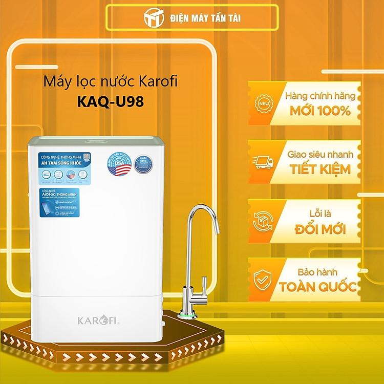 Máy lọc nước Karofi KAQ-U98 tích hợp công nghệ Aiotec – Hàng chính hãng