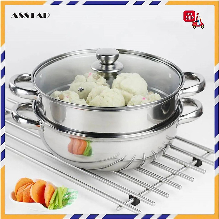 Nồi Hấp 2 Tầng Cách Thủy Đa Năng Đường Kính 28 cm – Hàng Chính Hãng