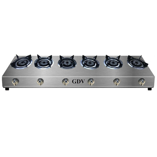 Bếp Gas Khè Bán Công Nghiệp Inox GDV 6 Lò Đốt Chuyên Mỳ Cay, Bánh Xèo - Hàng Chính Hãng