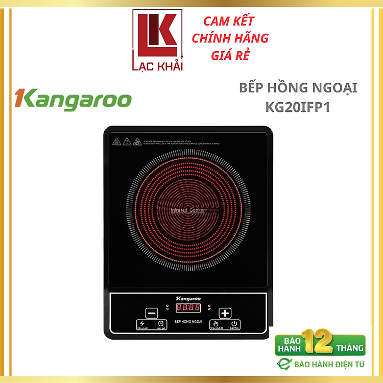 Bếp hồng ngoại đơn Kangaroo KG20IFP1, 2000W – Kính chịu lực – Hàng chính hãng