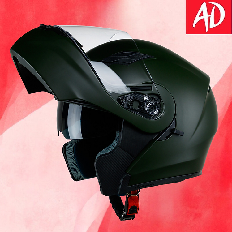 Mũ bảo hiểm xe máy 3/4 fullface Royal M179 lật cằm màu xanh lính nhám