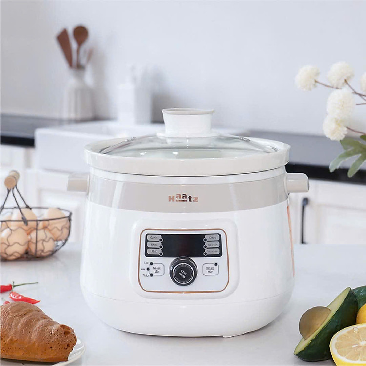 Nồi Nấu Chậm Lòng Gốm HAATZ CIM361 Đa Năng, Dung Tích 3L – 1000W – Hàng Chính Hãng Bảo Hành 2 Năm