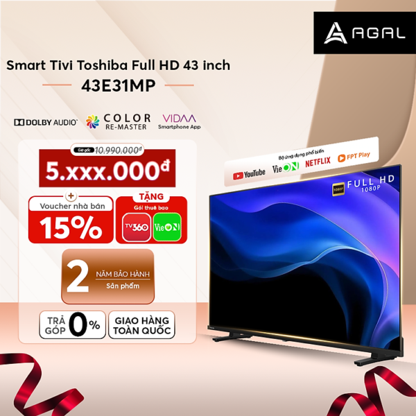 Smart Tivi Toshiba 43 inch Full HD 43E31MP, Lắp Đặt Toàn Quốc -Hàng Chính Hãng