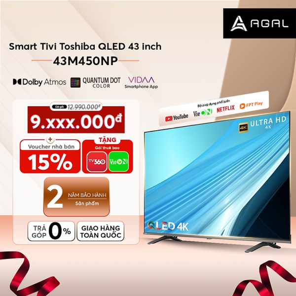 Smart Tivi Toshiba QLED 43 inch 43M450NP, Giao Hàng Toàn Quốc - Hàng Chính Hãng