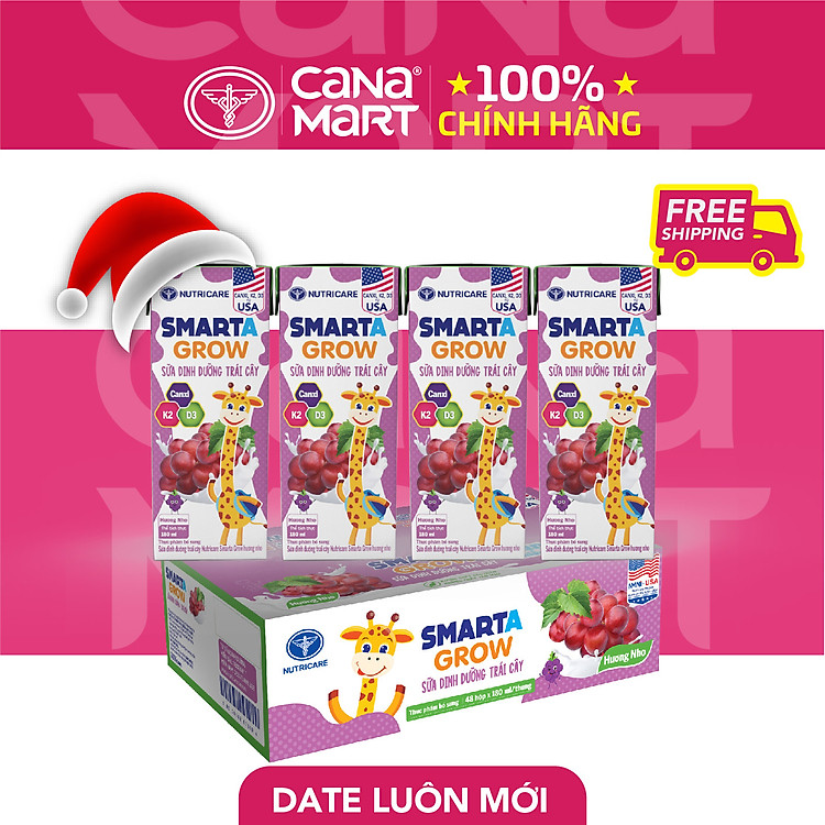 Thùng 48 hộp Sữa dinh dưỡng Smarta Grow Trái Cây 180ml