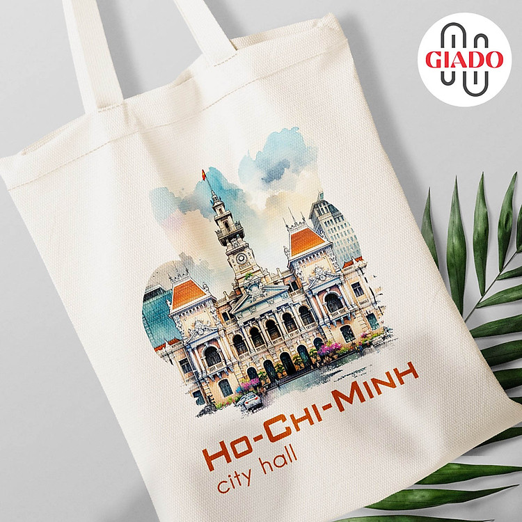 Túi cavas GIADO, túi vải bố mẫu Sài Gòn cityhall thành phố Hồ Chí Minh