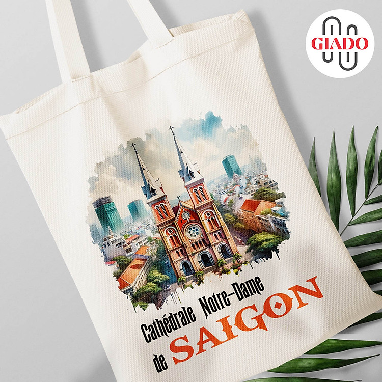 Túi cavas GIADO, túi vải bố mẫu Sài Gòn nhà thờ đức Bà Cathédrale Notre-Dame