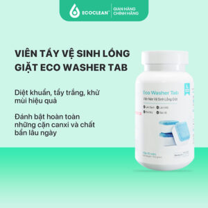 Viên Vệ Sinh Diệt Khuẩn, Khử Mùi Máy Giặt - Eco Washer Tab - KPTCHEM Hũ 10 và 20 viên