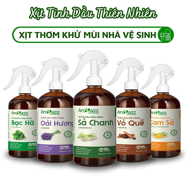 Xịt Khử Mùi Phòng Vệ Sinh Từ Tinh Dầu Thiên Nhiên , Khử Mùi Thơm Phòng Như Khách Sạn Spa 5 Sao Chai Lớn 300ml