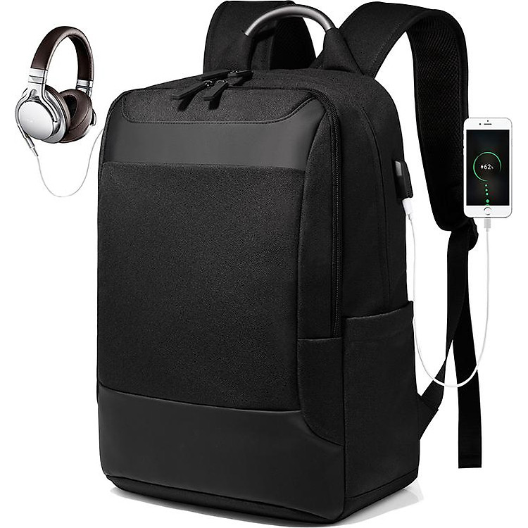 Balo laptop máy tính chống nước BL022 – 15.6 inch, tích hợp cổng sạc USB – Đen DRU – Hàng Chính Hãng