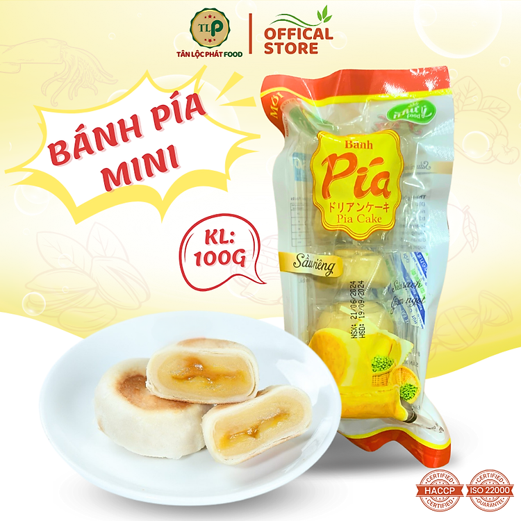 Bánh Pía Mini TLP | Vị Sầu Riêng | Túi 100g 5 Bánh | Đặc Sản Sóc Trăng