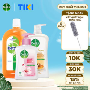Combo chăm sóc gia đình: Dung dịch diệt khuẩn đa năng 1L + Sữa tắm kháng khuẩn dưỡng thể 950g + Nước rửa tay kháng khuẩn chăm sóc da 250g