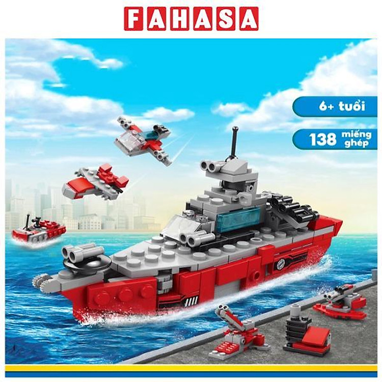 Đồ Chơi Lắp Ráp Siêu Chiến Hạm 6 Trong 1 – Warship – Toys&Joys 8970-1 (138 Mảnh Ghép)