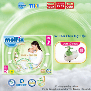Miếng lót sơ sinh Molfix Thiên nhiên Super Jumbo Newborn 1 (dưới 1 tháng tuổi) - Gói 90+10 miếng