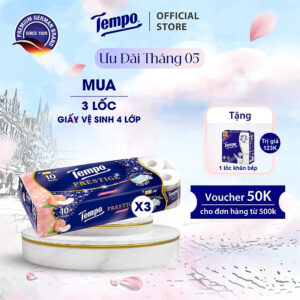 [MUA 3 LỐC TẶNG 1 LỐC KHĂN GIẤY BẾP RÚT] Giấy Vệ Sinh cao cấp Prestige 4 Lớp Bền Dai, Thương Hiệu Đức, An Toàn Cho Da