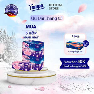 [MUA 5 KHĂN GIẤY HỘP TẶNG 1 KHĂN GIẤY HỘP] Khăn Giấy Hộp Rút Cao Cấp Tempo - 3 lớp bền dai, không kích ứng da - Thương hiệu Đức, Hương Gỗ táo Giao Bao Bì Tết