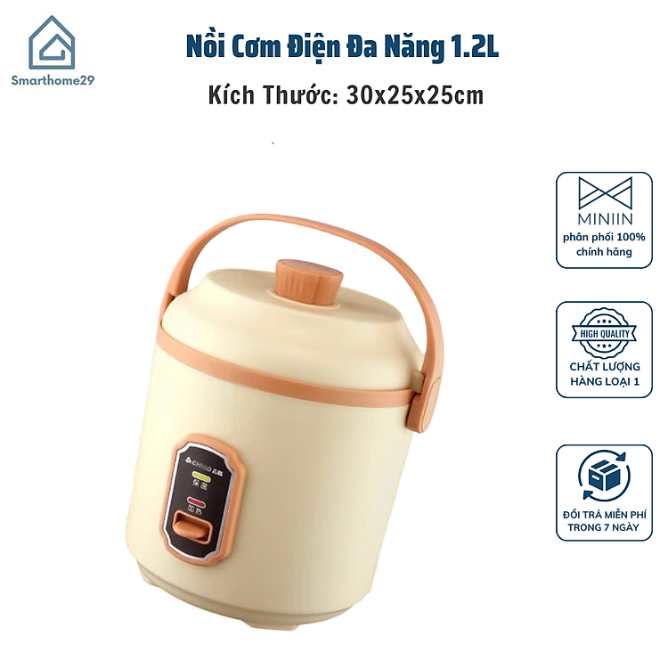 Nồi Cơm Điện Đa Năng 1.2L – Nấu Cơm, Hầm Cháo, Hấp, Xào, Luộc Siêu Tiện Lợi – HÀNG CHÍNH HÃNG MINIIN