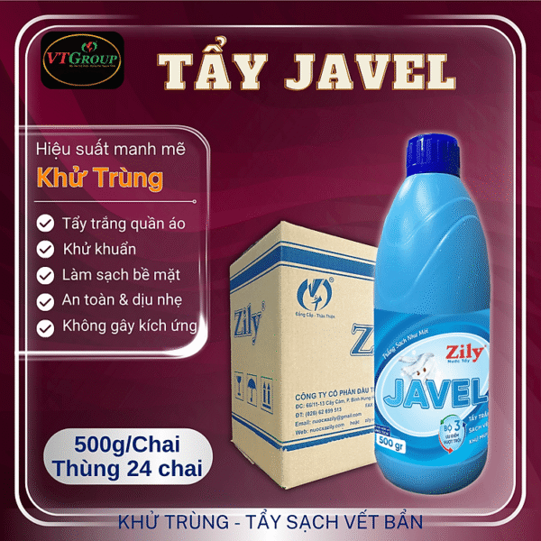 Nước Tẩy Trắng Javel Zily 500g - 24 Chai/Thùng